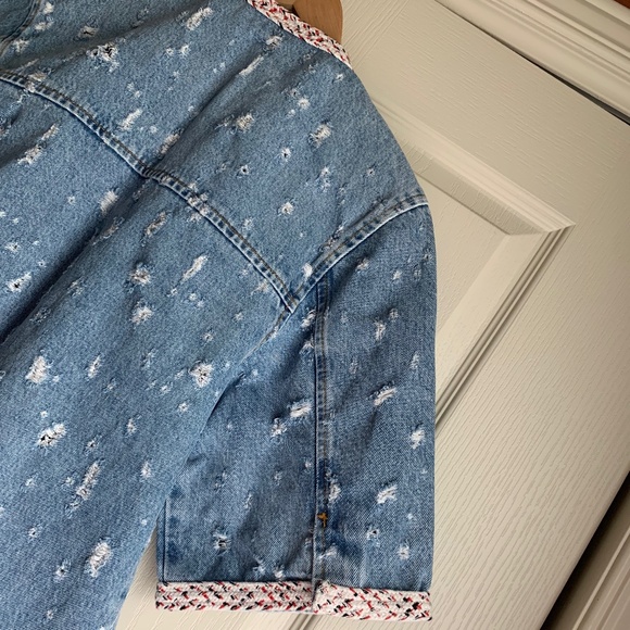 Sandro Distressed Short-Sleeve Denim Jacket - Picture 10 of 15